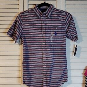 U.S. Polo Assn. Navy and Red Striped Shirt